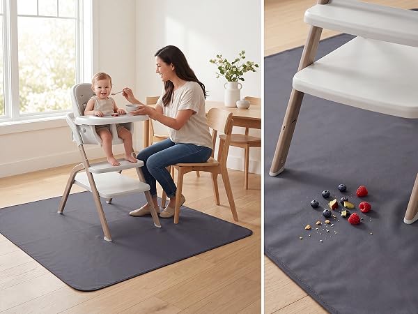 51in Splat Mat for Under High Chair, Waterproof Mealtime Floor Protector for Messy Baby Eaters