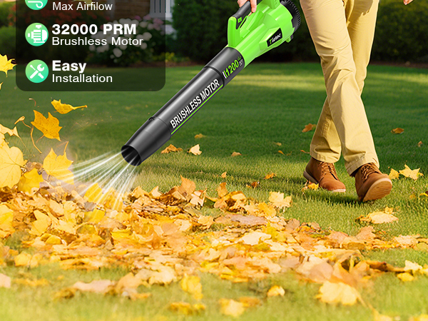 Tietoc Leaf Blower Cordless, 735CFM/200MPH Brushless Electric Leaf Blower