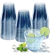 Glowserve 50 Pack Plastic Cups 9 oz Blue Clear Plastic Cups for Cocktail Fancy Disposable Cup for...