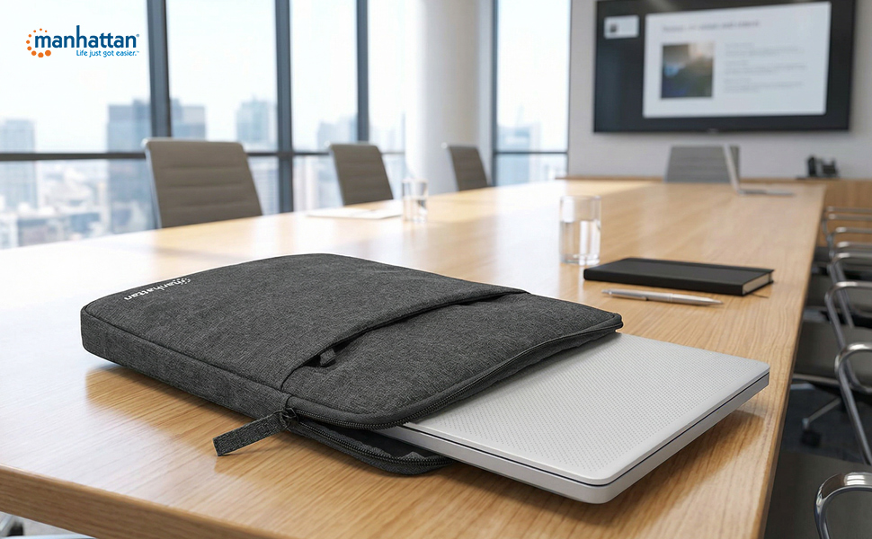 Organization module: front pocket for charger, cables, headphones