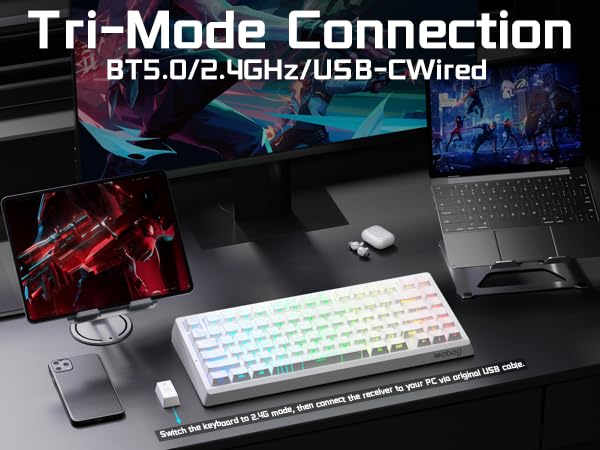 Tri-Mode Computer Mechanical Keyboard Wireless