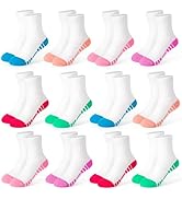GENTABY 12 Pairs Girls Socks, Kids Athletic Socks for Toddler Girls Running Cotton Crew Sock for ...