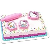 DecoSet Hello Kitty Play Bake Fun Cake Topper, 7-Piece Decoration Set with Collectable Cookie C...