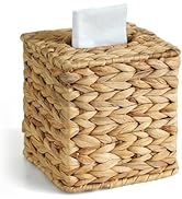 KALEKAIL Tissue Box Cover, Water Hyacinth Tissue Box Holder Square, Boho Decorative Woven Rattan ...
