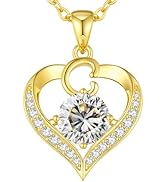 CDE 18K Gold Plated Initial Love Heart 2 Carat Moissanite Necklaces for Women 925 Sterling Silver...