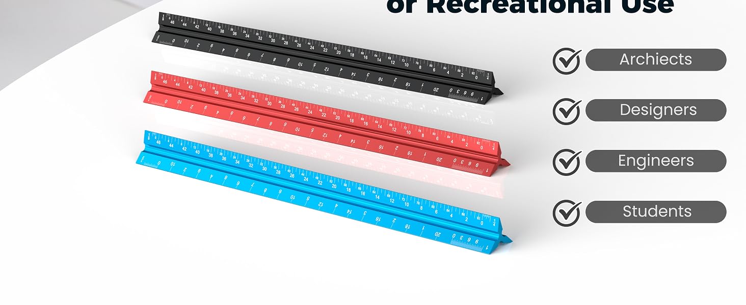 Architectural Scale Ruler Inches Imperial Aluminum Metal Architecture Engineering Triangular