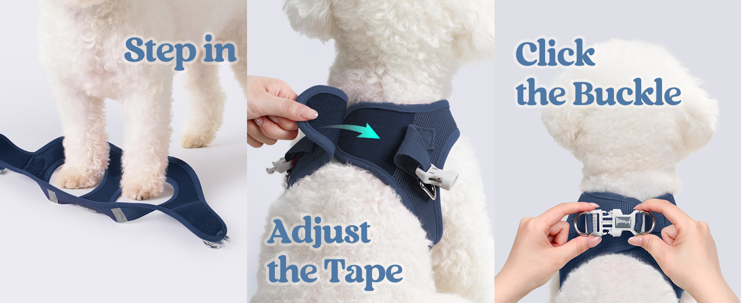 step in small dog harness for easy to put on and remove