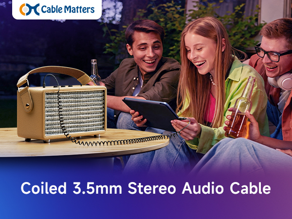 Coiled 3.5mm Male to Male Stereo Audio Cable
