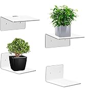Bolidery 4 Pack Small Acrylic Floating Shelves, 4'' Acrylic Wall Shelves Display Ledges for Stora...
