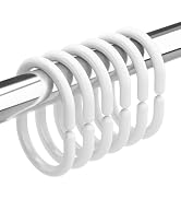 Amazer White Shower Curtain Hooks Rings, 24 Pcs Plastic Shower Curtain Rings, Plastic Shower Curt...