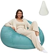 Bean Bag Cover with Liner Only Ultra Soft Stretchy Velvety Microsuede Bean Bag Chair Cover for Ad...