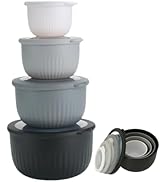 GAGAQI BPA-Free Nesting Mixing Bowls with Lids, Set of 4,Stackable Plastic Prep Bowls for Cooking...