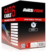 AvesView Cat6 Indoor Shielded 1000ft Ethernet Cable 23AWG Copper Clad Aluminum (CCA) 550MHz Bandw...