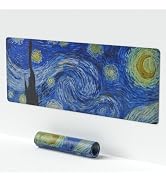 Large Van Gogh Starry Night Mouse Pad, Extended Oil Painting Gaming Mouse Mat, 31.5