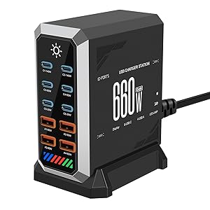 660W GaN3 10 in 1 USB C charger block docking station fast charging 140W dual ports