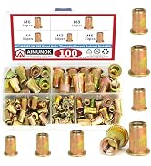 100pcs Rivet Nut Assortment Kit - M3 M4 M5 M6 M8 Durable Carbon Steel, Rust-Resistant, Multi-Size...