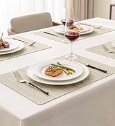 Romanstile Vinyl Placemats Set of 6-12 X 17 Inch - Faux Leather 100% Waterproof Oil-Proof Wipeabl...