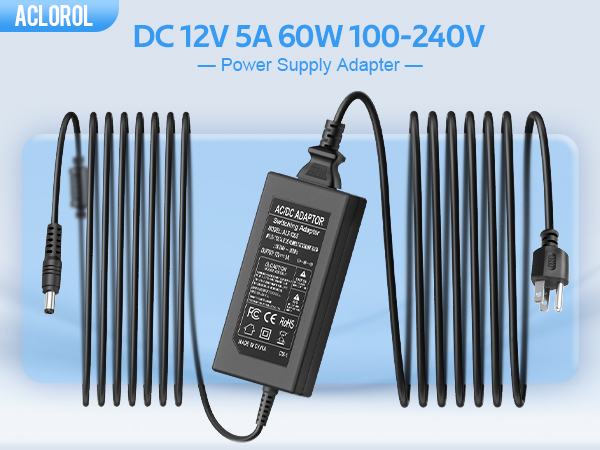 12V 5A Power Supply Adapter 60W AC 100-240V to DC 12V LED Transformer