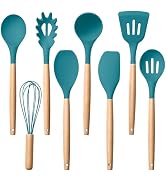 Herogo 8 Pcs Non-Stick Silicone Kitchen Utensils Set, Heat-Resistant Food-Grade Cooking Utensils ...