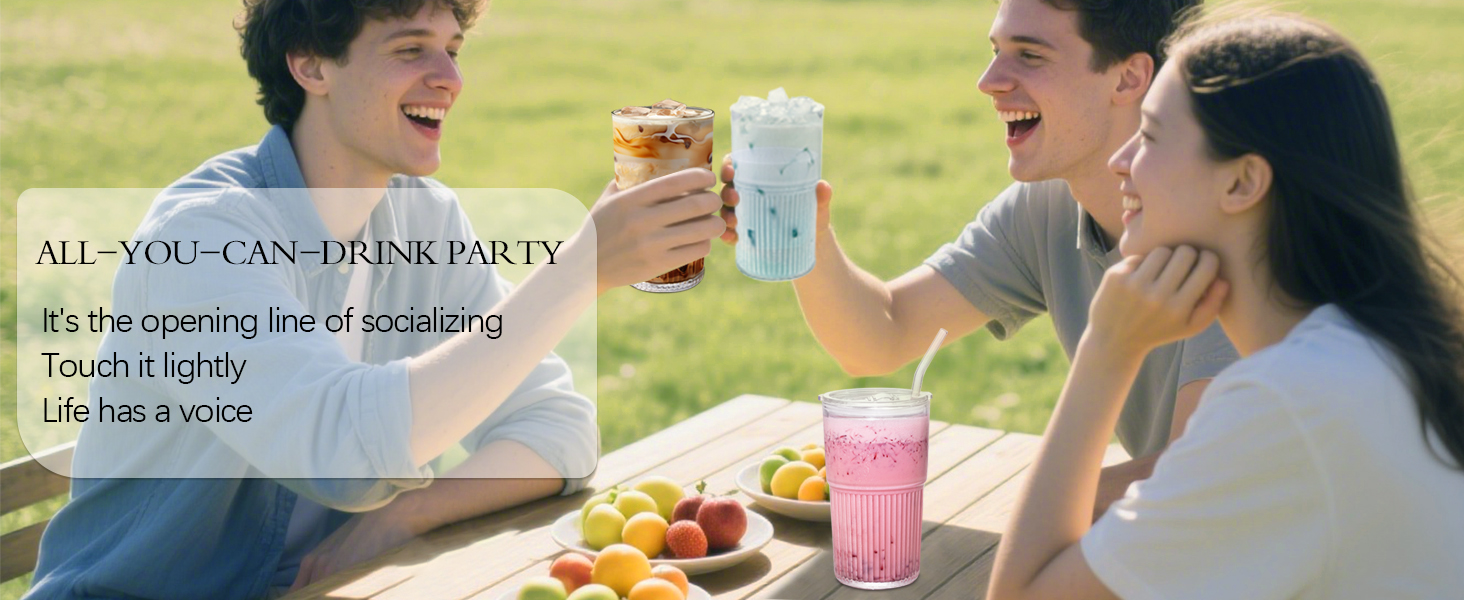 glass cups with lids