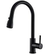 GIMILI Black Kitchen Faucet with Pull Down Sprayer Single Hole Kitchen Sink Faucet Suitable for F...