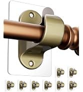 MUAKIOY No Drilling Curtain Rod Brackets, 8-Pack Self Adhesive Curtain Holders, Adjustable Stick ...