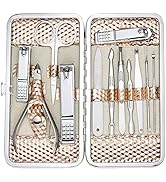 ZIZZON Professional Nail Care kit Manicure Grooming Set with Travel Case(Rose Gold)