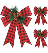 MCPINKY Christmas Bows Decor, 9 X 12 Inches Buffalo Plaid Bows for Christmas Tree Home Party Deco...