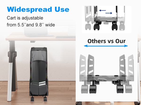 Computer Tower and CPU Stand Adjustable Cart