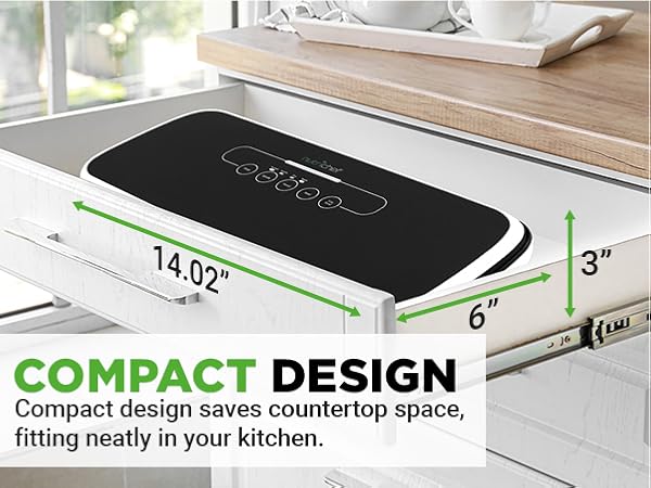 compact vacuum sealer space-saving design countertop kitchen appliance food sealing preservation