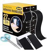 27Ft x 2 Inch Hook and Loop Strips with Adhesive,Double Rolls of Heavy Duty Self Adhesive Tape wi...