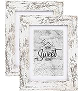 Califortree Rustic White 5x7 Picture Frame - Display Photos 4x6 with Mat or 5x7 Without Mat - Rea...