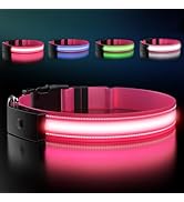 LED Dog Collar Rechargeable- Brightest Light Up Dog Collars - 1,600 Feet of High Visibility - Mag...
