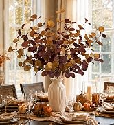 Fall Decor 6Pcs 27 inch Faux Fall Eucalyptus Stems Leaves Decor Thanksgiving