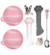 Comtim 5 PCS Pet Food Can Lids & Spoons Set - Silicone Dog Cat Food Can Covers Lids Top/Multi-Fun...