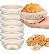 Sonhomay 6 Inch Banneton Bread Proofing Basket Set of 6, Mini Sourdough Bread Rising Bowls, Small...