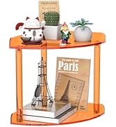 Sezanrpt 2 Tier Acrylic Corner Shelf Organizer Storage 9.5x9.5x8 Inch, Orange Countertop Corner S...