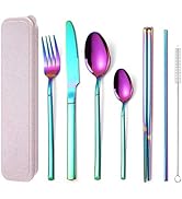 AARAINBOW 7 Pieces Stainless Steel Flatware Set Portable Reusable Cutlery Set Travel Utensils Set...