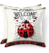 HOMETITUTE Set of 2 Spring Pillow Covers 18x18 Inch Cute Welcome Decorative Pillow Covers Sateen ...