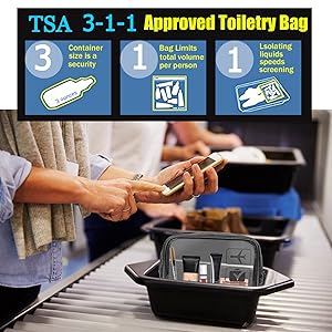 TSA Approved Travel Carry On Airport Airline Compliant Bag Quart Sized 3-1-1 Kit Luggage Pouch