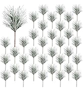 YGbridge Artificial Green Pine Needles Branches, 50 PCS Small Pine Twigs Stems Picks, Fake Greene...