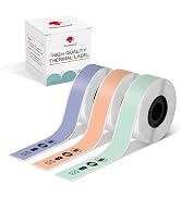 Phomemo D30 Labels, Continuous Long Label Tape, Black on Green, Orange, Lavender Sticker Thermal ...