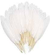 FeelfunFeather 120pcs White Goose Cochettes Feather Natural Bulk 4-6 inch 10-15cm for Wedding Par...