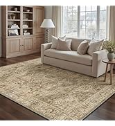 PureCozy Brown Multi Area Rug 5x7 Vintage Washable Distressed Living Room Carpet Large Indoor Non...
