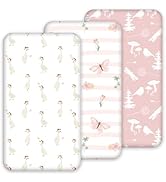 Nap Mat Sheet 47"x24", 3 Pack Pink Floral Baby Crib Sheets Fitted Elastic Corners, Preschool Day ...