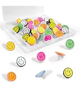 30Pcs Cute Smiley Face Decorative Push Pins, Bulletin Board Tacks, Cork Board Thumbtacks for Clas...