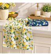 Homaxy Waffle Decorative Kitchen Tea Towels-2 Pack, 16" x 28", Lemon | Fruit, Ultra-Absorbent,Mic...