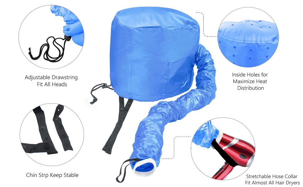 Portable Hair Dryer Bonnet Attachment Adjustable Hair Dryer Bonnet