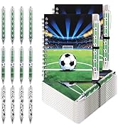 24 Pcs Soccer Party Favors Soccer Goodie Bags Stuffers 12 Pcs Pocket Notebook with Pen Bulk Spira...