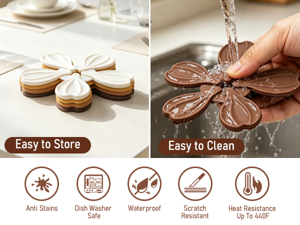 Vynusio Silicone Trivets Set 4 Pack Oil Resistant